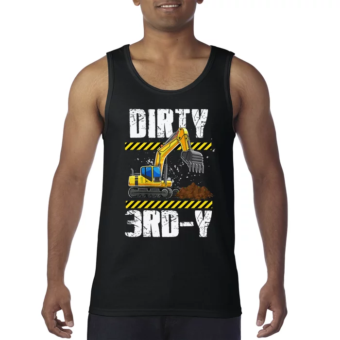 Construction Truck 3rd Birthday Excavator 3 Digger Tank Top