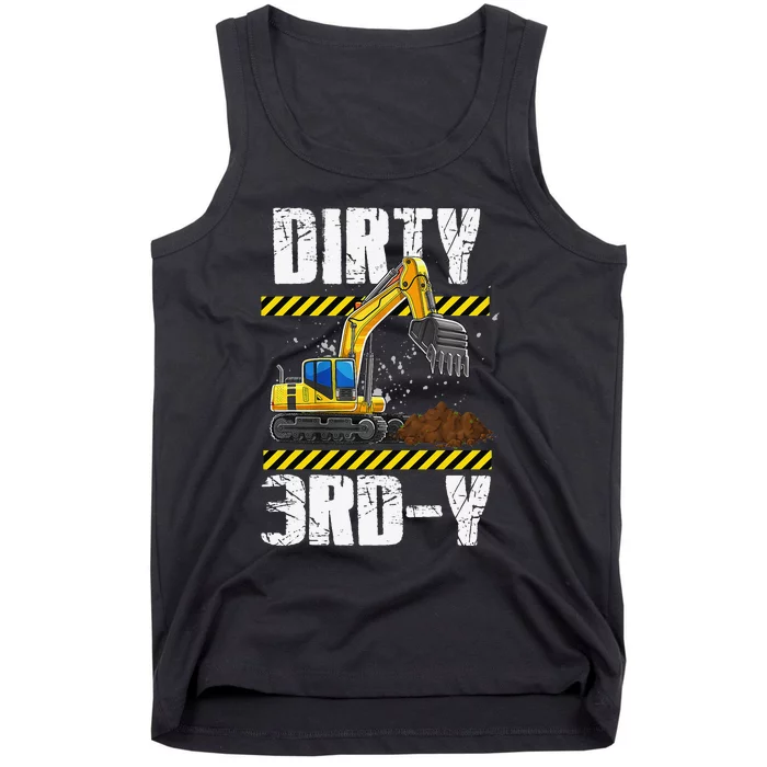 Construction Truck 3rd Birthday Excavator 3 Digger Tank Top