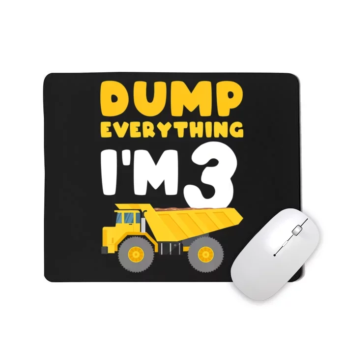 Construction Truck 3rd Birthday Excavator 3 year old Mousepad