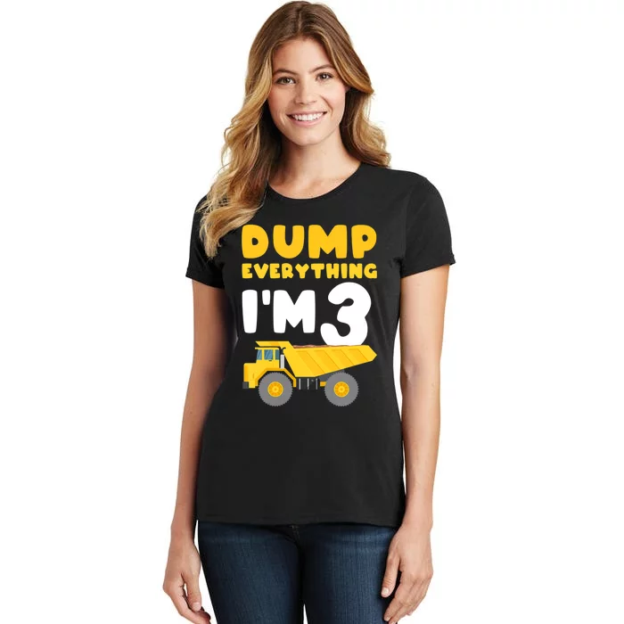 Construction Truck 3rd Birthday Excavator 3 year old Women's T-Shirt