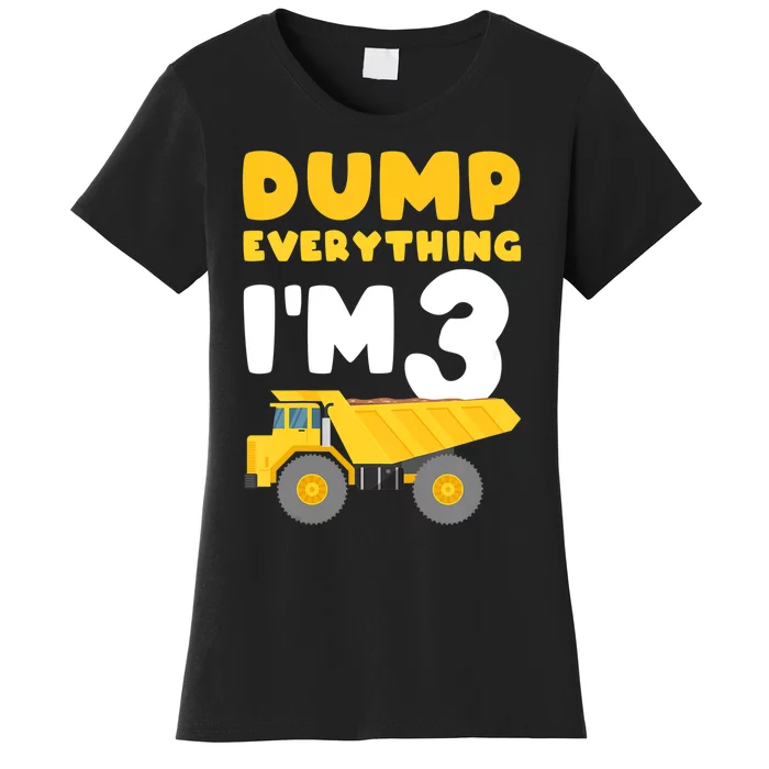 Construction Truck 3rd Birthday Excavator 3 year old Women's T-Shirt