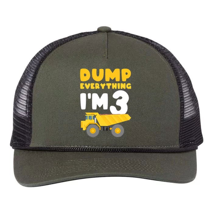 Construction Truck 3rd Birthday Excavator 3 year old Retro Rope Trucker Hat Cap