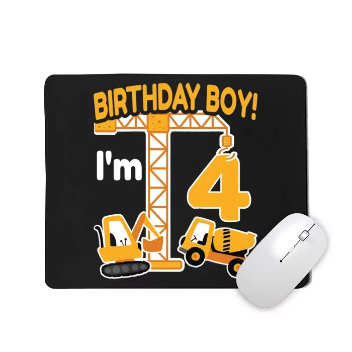 Construction Truck 4nd Birthday 4 Year Old Boy Excavator Mousepad