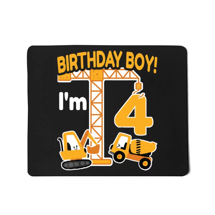 Construction Truck 4nd Birthday 4 Year Old Boy Excavator Mousepad