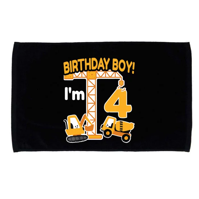 Construction Truck 4nd Birthday 4 Year Old Boy Excavator Microfiber Hand Towel