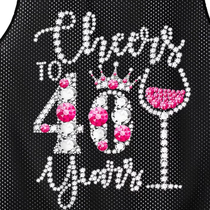 Cheers To 40 Years Old Happy 40th Birthday Queen Drink Wine Mesh Reversible Basketball Jersey Tank