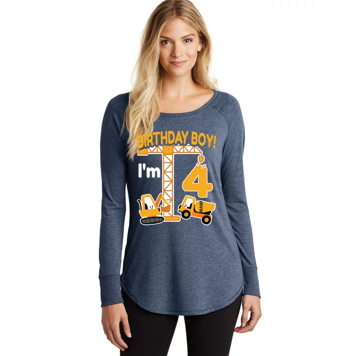 Construction Truck 4nd Birthday 4 Year Old Boy Excavator Women's Perfect Tri Tunic Long Sleeve Shirt