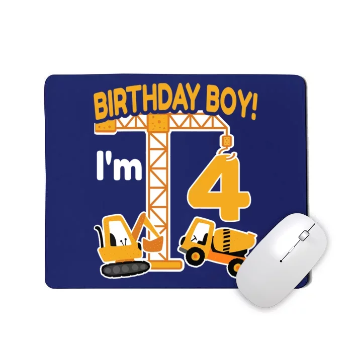 Construction Truck 4nd Birthday 4 Year Old Boy Excavator Mousepad