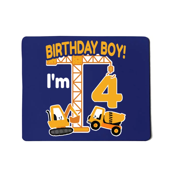 Construction Truck 4nd Birthday 4 Year Old Boy Excavator Mousepad