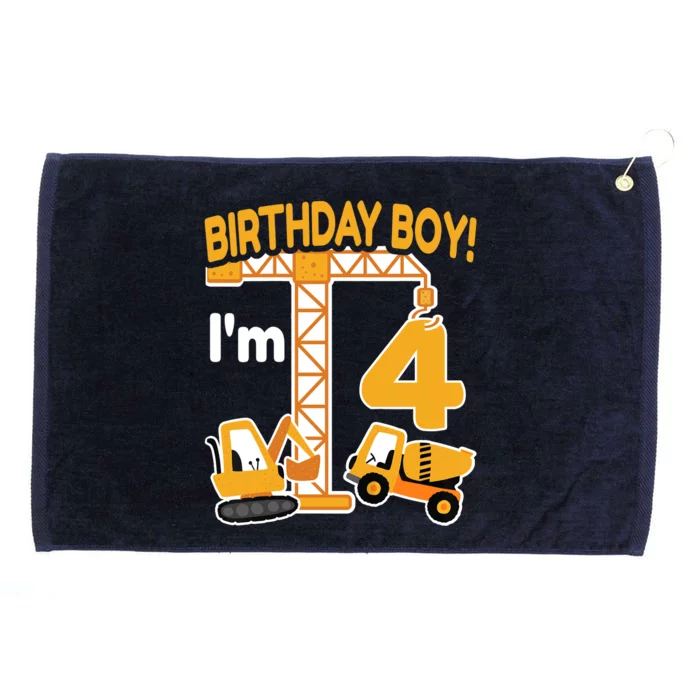 Construction Truck 4nd Birthday 4 Year Old Boy Excavator Grommeted Golf Towel