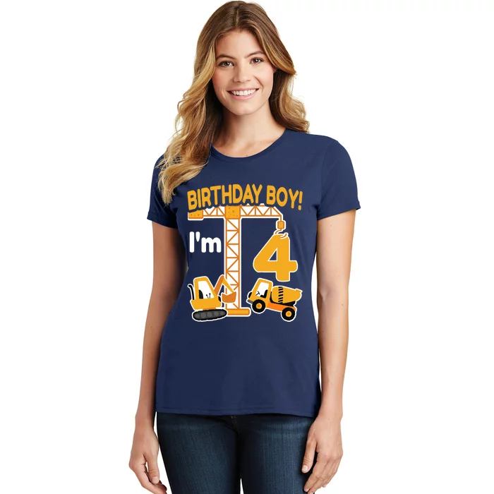 Construction Truck 4nd Birthday 4 Year Old Boy Excavator Women's T-Shirt