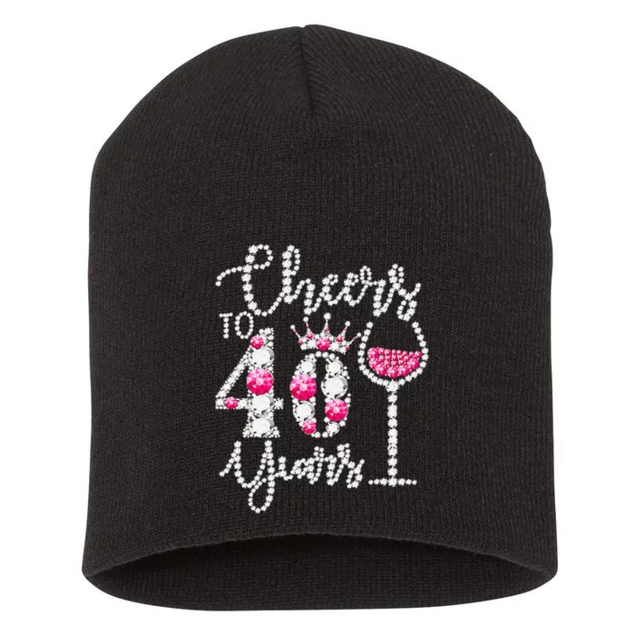 Cheers To 40 Years Old Happy 40th Birthday Queen Drink Wine Short Acrylic Beanie