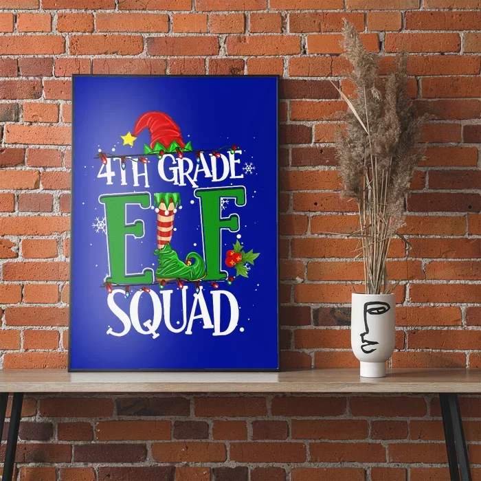 Christmas Teacher 4th Grade Elf Squad Xmas Lights Pajamas Poster