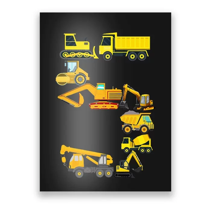 Construction Truck 5th Birthday 5 Years Old Poster