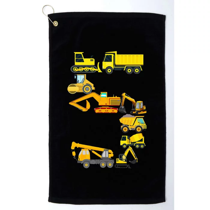 Construction Truck 5th Birthday 5 Years Old Platinum Collection Golf Towel