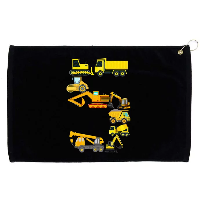 Construction Truck 5th Birthday 5 Years Old Grommeted Golf Towel