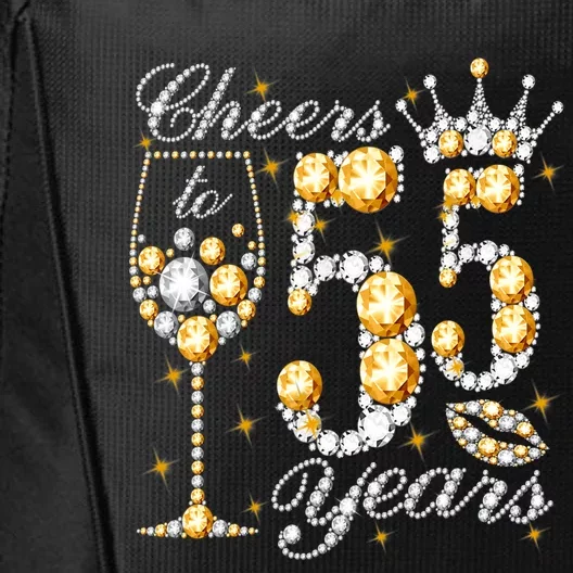 Cheers To 55 Years Old Happy 55th Birthday Queen Drink Wine City Backpack