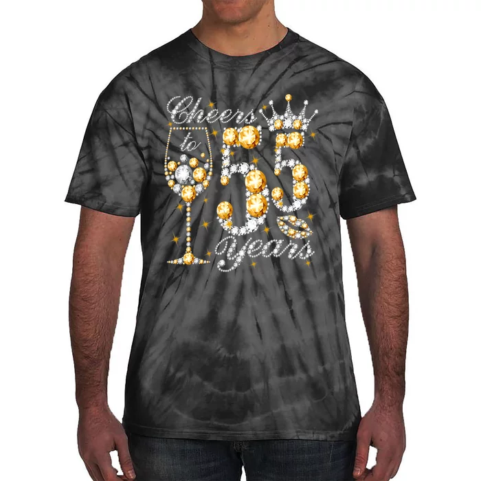 Cheers To 55 Years Old Happy 55th Birthday Queen Drink Wine Tie-Dye T-Shirt