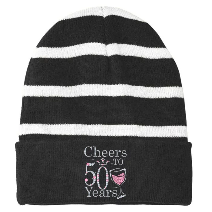 Cheers to 50 Years 1972 50Th Birthday Tee Gift For WoM.e.n.s Striped Beanie with Solid Band