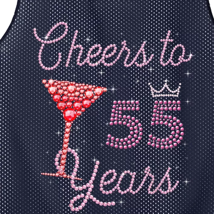 Cheers To 55 Years 55th Birthday 55 Years Old Bday Mesh Reversible Basketball Jersey Tank