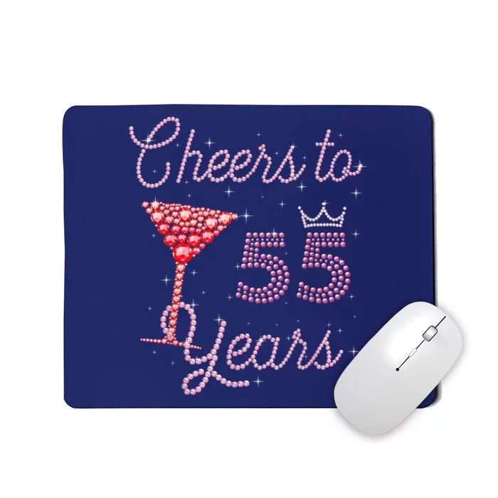 Cheers To 55 Years 55th Birthday 55 Years Old Bday Mousepad