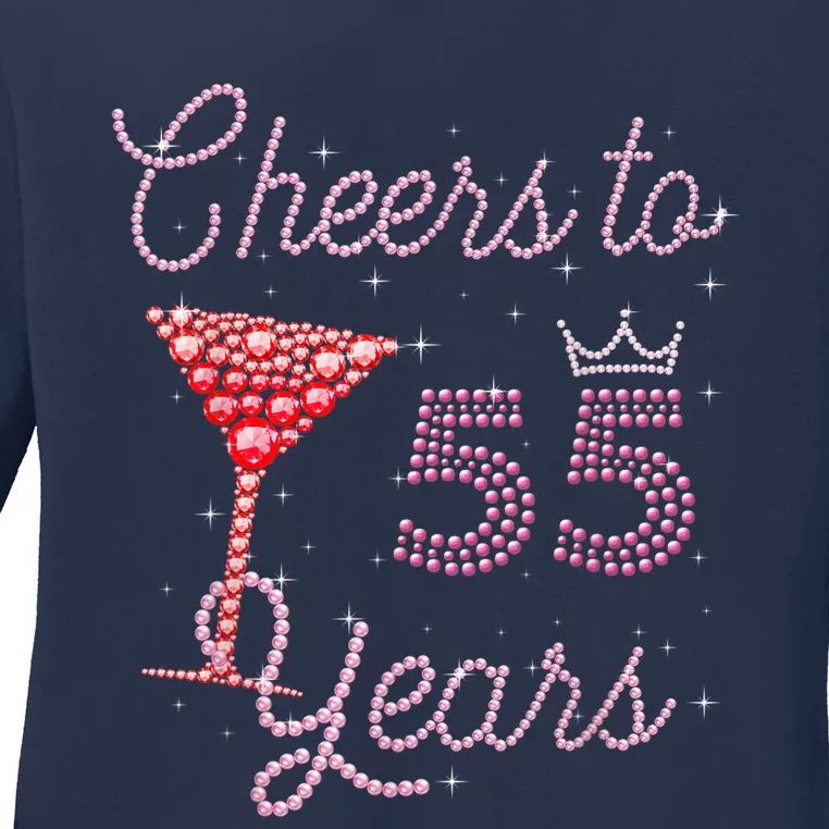 Cheers To 55 Years 55th Birthday 55 Years Old Bday Ladies Long Sleeve Shirt