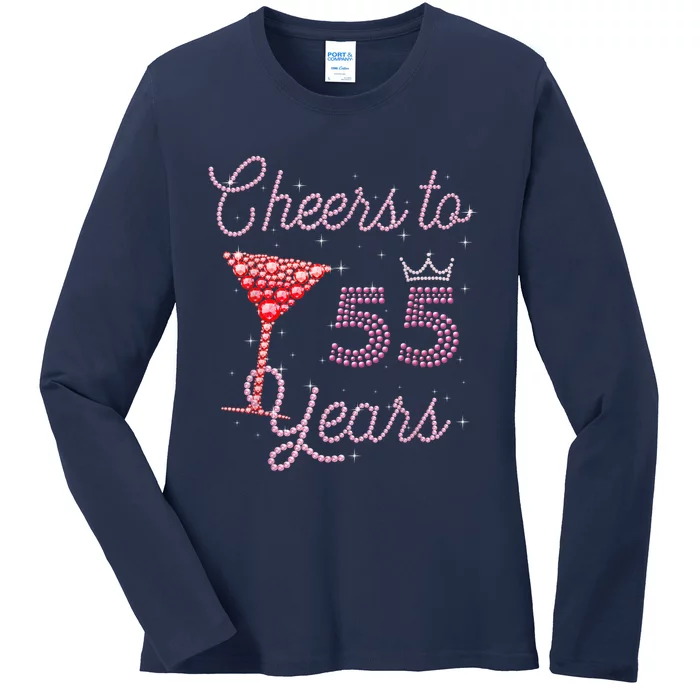 Cheers To 55 Years 55th Birthday 55 Years Old Bday Ladies Long Sleeve Shirt