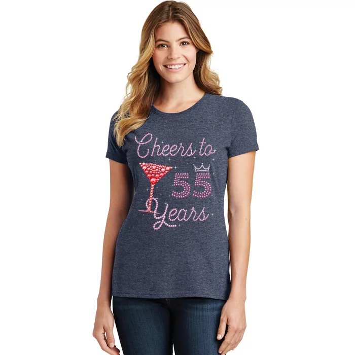 Cheers To 55 Years 55th Birthday 55 Years Old Bday Women's T-Shirt