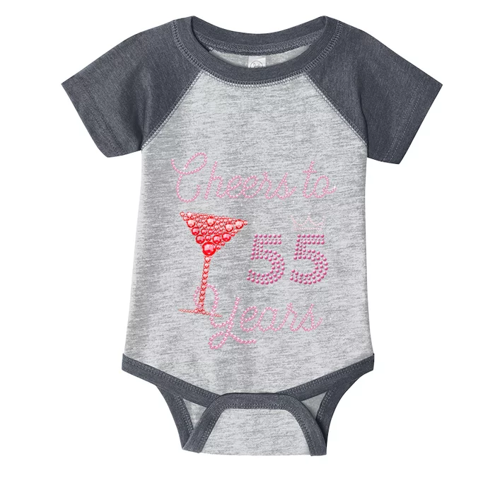 Cheers To 55 Years 55th Birthday 55 Years Old Bday Infant Baby Jersey Bodysuit