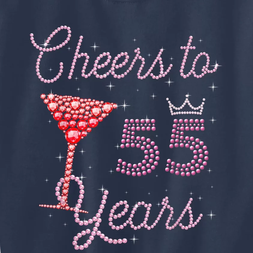 Cheers To 55 Years 55th Birthday 55 Years Old Bday Kids Sweatshirt