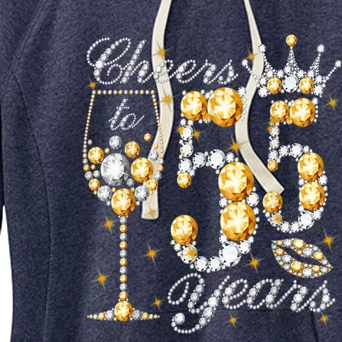 Cheers To 55 Years Old Happy 55th Birthday Queen Drink Wine Women's Fleece Hoodie