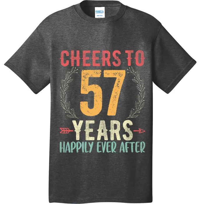 Cheers To 57 Years 57th Wedding Anniversary Husband Wife T-Shirt