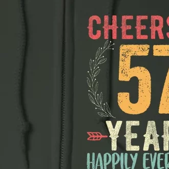 Cheers To 57 Years 57th Wedding Anniversary Husband Wife Full Zip Hoodie