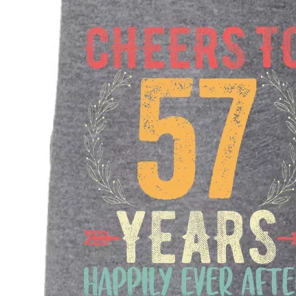 Cheers To 57 Years 57th Wedding Anniversary Husband Wife Doggie 3-End Fleece Hoodie