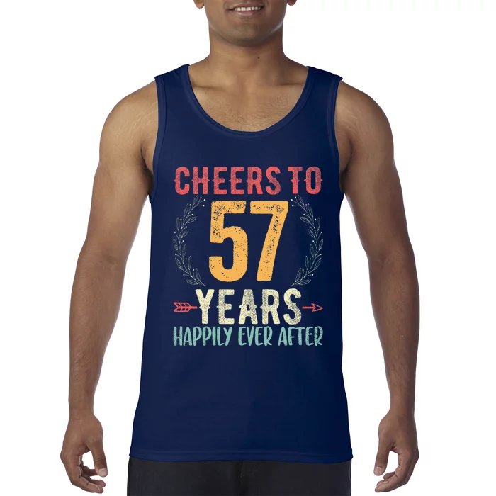 Cheers To 57 Years 57th Wedding Anniversary Husband Wife Tank Top