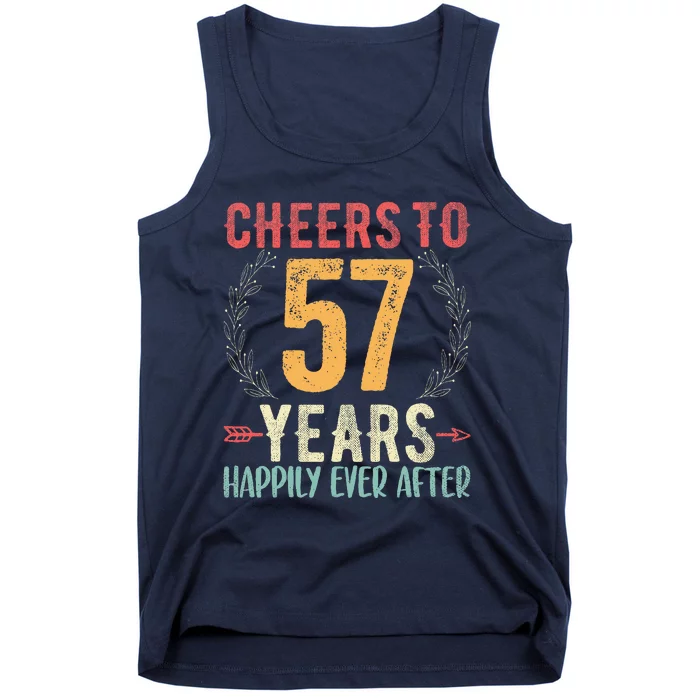 Cheers To 57 Years 57th Wedding Anniversary Husband Wife Tank Top