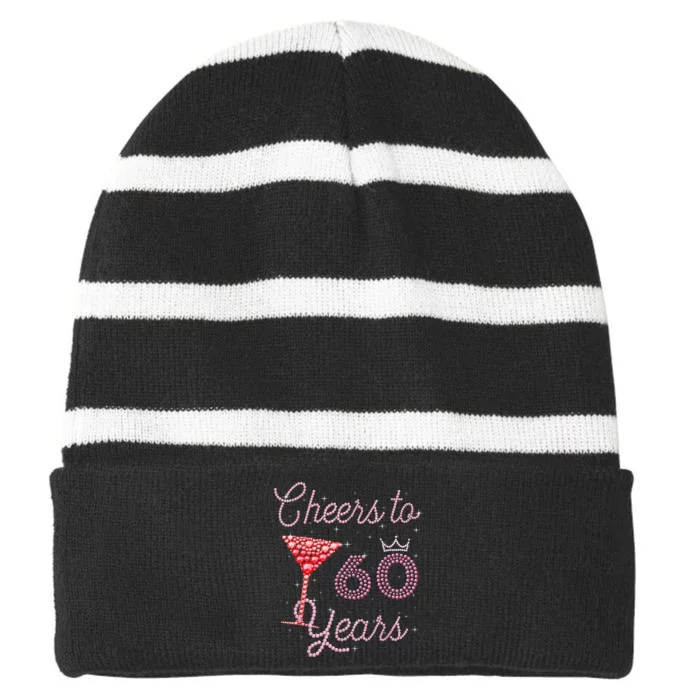 Cheers To 60 Years 60th Birthday 60 Years Old Bday Striped Beanie with Solid Band