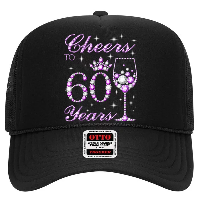 Cheers to 60 Years Old Wo Purple Crown 60th Birthday Pullover Hoodie High Crown Mesh Trucker Hat