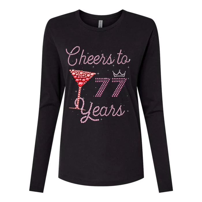 Cheers To 77 Years 77th Birthday 77 Years Old Bday Womens Cotton Relaxed Long Sleeve T-Shirt