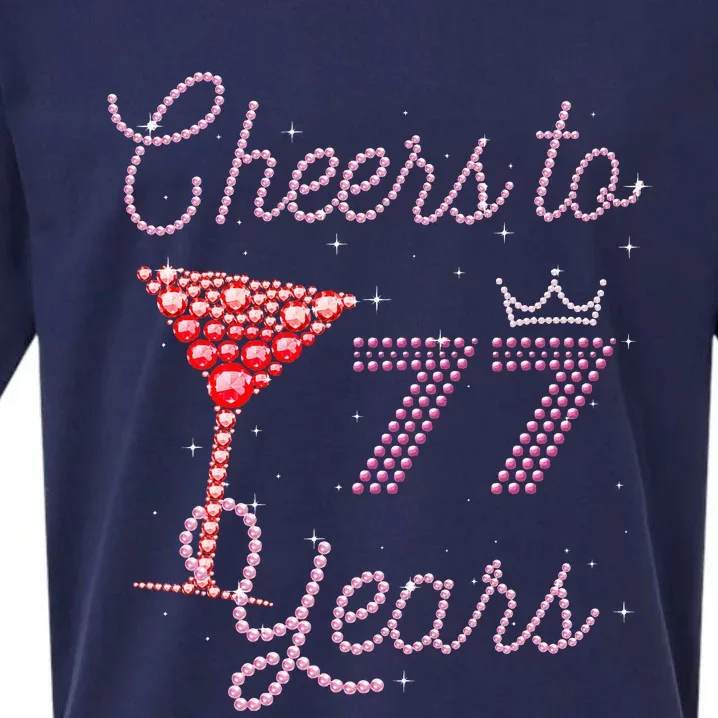 Cheers To 77 Years 77th Birthday 77 Years Old Bday Sueded Cloud Jersey T-Shirt