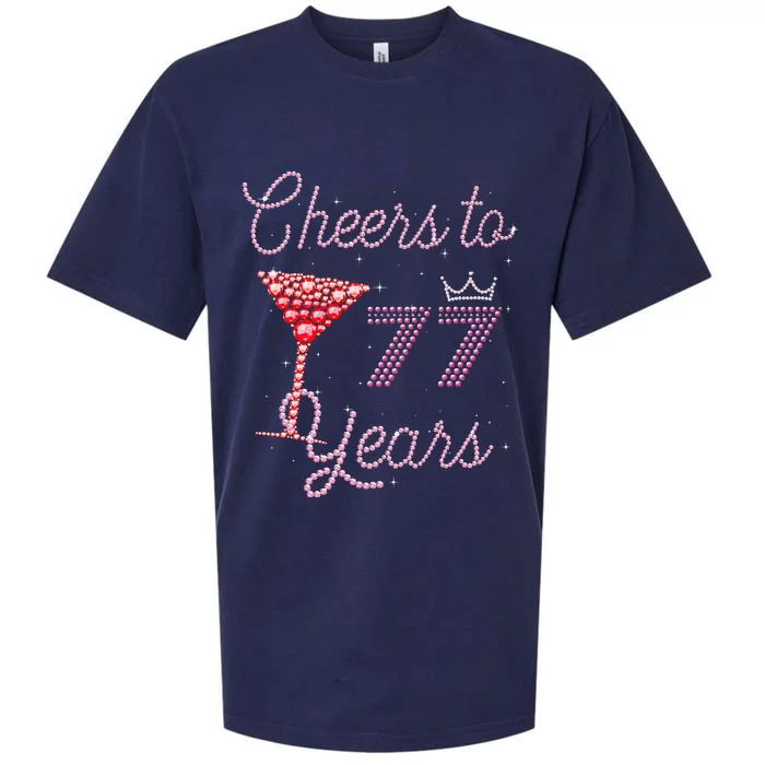 Cheers To 77 Years 77th Birthday 77 Years Old Bday Sueded Cloud Jersey T-Shirt