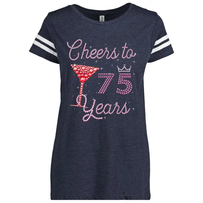 Cheers To 75 Years 75th Birthday Present 75 Years Old Bday Enza Ladies Jersey Football T-Shirt