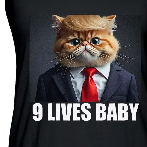 Cat Trump 9 Lives Baby Gift Ladies Essential Flowy Tank