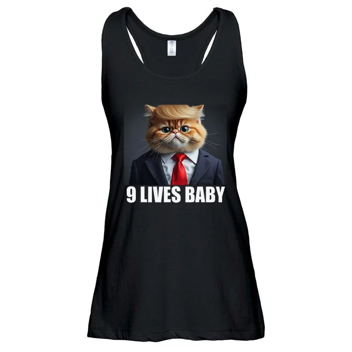 Cat Trump 9 Lives Baby Gift Ladies Essential Flowy Tank