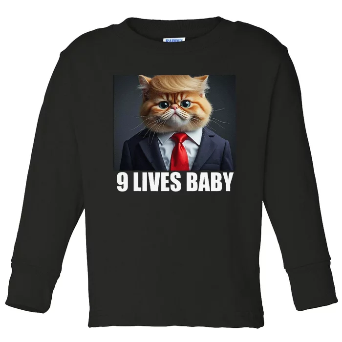 Cat Trump 9 Lives Baby Gift Toddler Long Sleeve Shirt