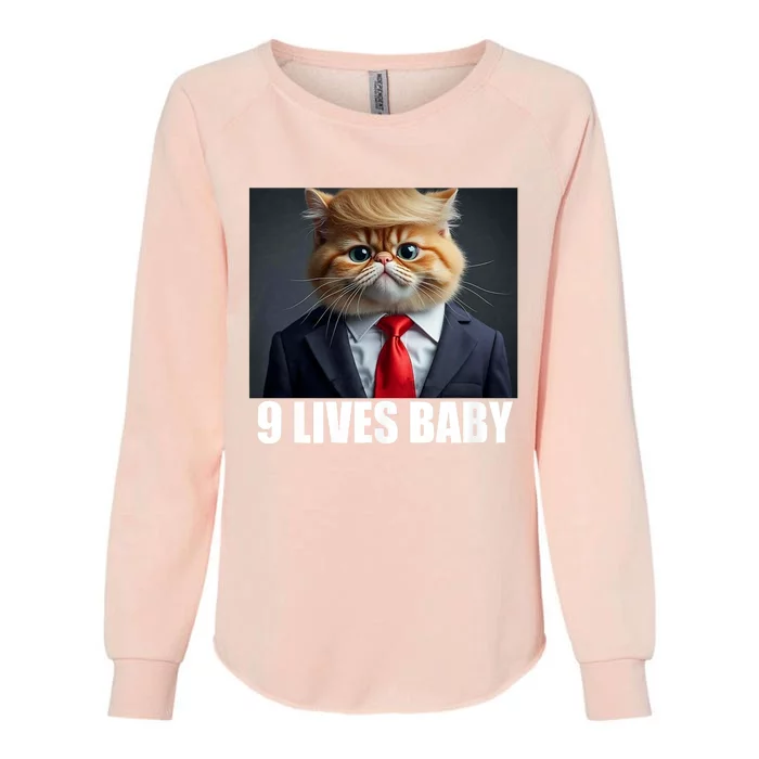 Cat Trump 9 Lives Baby Womens California Wash Sweatshirt