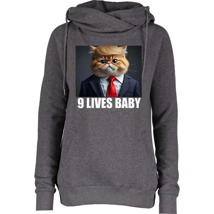 Cat Trump 9 Lives Baby Womens Funnel Neck Pullover Hood