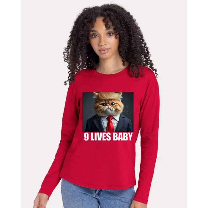 Cat Trump 9 Lives Baby Womens Cotton Relaxed Long Sleeve T-Shirt