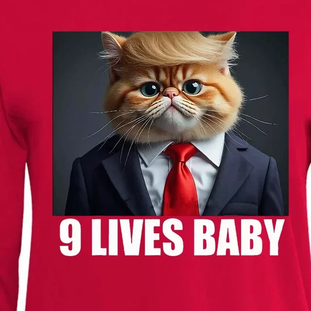 Cat Trump 9 Lives Baby Womens Cotton Relaxed Long Sleeve T-Shirt