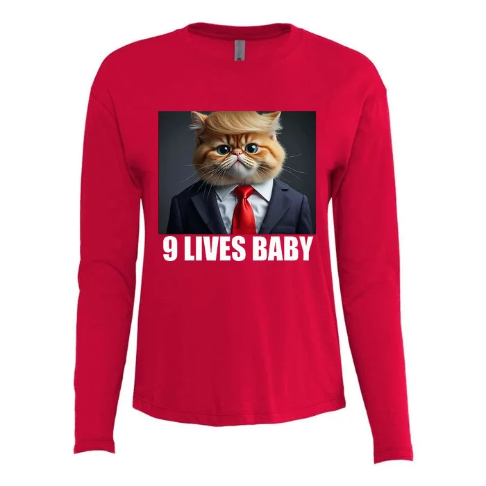 Cat Trump 9 Lives Baby Womens Cotton Relaxed Long Sleeve T-Shirt